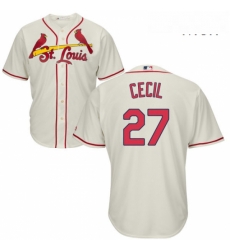 Mens Majestic St Louis Cardinals 27 Brett Cecil Replica Cream Alternate Cool Base MLB Jersey 