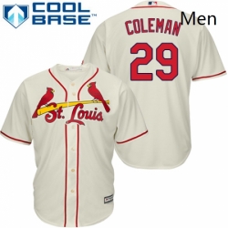 Mens Majestic St Louis Cardinals 29 Vince Coleman Replica Cream Alternate Cool Base MLB Jersey