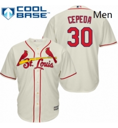 Mens Majestic St Louis Cardinals 30 Orlando Cepeda Replica Cream Alternate Cool Base MLB Jersey
