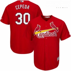 Mens Majestic St Louis Cardinals 30 Orlando Cepeda Replica Red Alternate Cool Base MLB Jersey