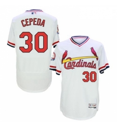 Mens Majestic St Louis Cardinals 30 Orlando Cepeda White Flexbase Authentic Collection Cooperstown MLB Jersey