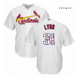 Mens Majestic St Louis Cardinals 31 Lance Lynn Authentic White Team Logo Fashion Cool Base MLB Jersey