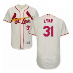 Mens Majestic St Louis Cardinals 31 Lance Lynn Cream Alternate Flex Base Authentic Collection MLB Jersey