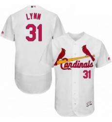 Mens Majestic St Louis Cardinals 31 Lance Lynn White Home Flex Base Authentic Collection MLB Jersey