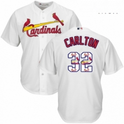 Mens Majestic St Louis Cardinals 32 Steve Carlton Authentic White Team Logo Fashion Cool Base MLB Jersey 