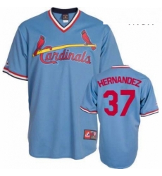 Mens Majestic St Louis Cardinals 37 Keith Hernandez Authentic Blue Cooperstown Throwback MLB Jersey
