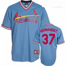 Mens Majestic St Louis Cardinals 37 Keith Hernandez Authentic Blue Cooperstown Throwback MLB Jersey