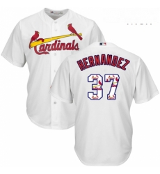 Mens Majestic St Louis Cardinals 37 Keith Hernandez Authentic White Team Logo Fashion Cool Base MLB Jersey