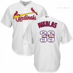 Mens Majestic St Louis Cardinals 39 Miles Mikolas Authentic White Team Logo Fashion Cool Base MLB Jersey 