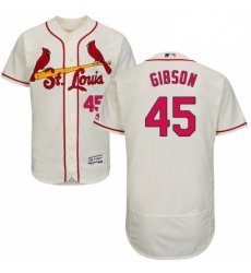 Mens Majestic St Louis Cardinals 45 Bob Gibson Cream Alternate Flex Base Authentic Collection MLB Jersey