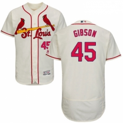 Mens Majestic St Louis Cardinals 45 Bob Gibson Cream Alternate Flex Base Authentic Collection MLB Jersey