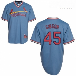 Mens Majestic St Louis Cardinals 45 Bob Gibson Replica Blue Cooperstown Throwback MLB Jersey