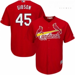 Mens Majestic St Louis Cardinals 45 Bob Gibson Replica Red Cool Base MLB Jersey