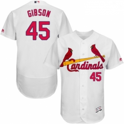 Mens Majestic St Louis Cardinals 45 Bob Gibson White Home Flex Base Authentic Collection MLB Jersey