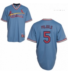 Mens Majestic St Louis Cardinals 5 Albert Pujols Authentic Blue Cooperstown Throwback MLB Jersey