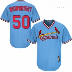 Mens Majestic St Louis Cardinals 50 Adam Wainwright Authentic Light Blue Cooperstown MLB Jersey