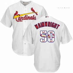 Mens Majestic St Louis Cardinals 50 Adam Wainwright Authentic White Team Logo Fashion Cool Base MLB Jersey