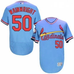 Mens Majestic St Louis Cardinals 50 Adam Wainwright Light Blue FlexBase Authentic Collection MLB JerseyCoopers