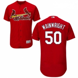 Mens Majestic St Louis Cardinals 50 Adam Wainwright Red Alternate Flex Base Authentic Collection MLB Jersey