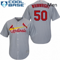 Mens Majestic St Louis Cardinals 50 Adam Wainwright Replica Grey Road Cool Base MLB Jersey