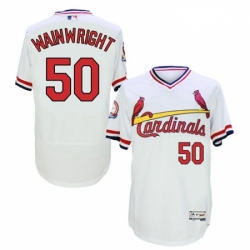 Mens Majestic St Louis Cardinals 50 Adam Wainwright White FlexBase Authentic Collection MLB Jersey