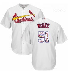 Mens Majestic St Louis Cardinals 51 Willie McGee Authentic White Team Logo Fashion Cool Base MLB Jersey