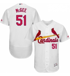 Mens Majestic St Louis Cardinals 51 Willie McGee White Home Flex Base Authentic Collection MLB Jersey