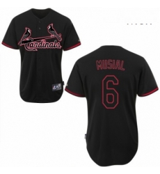 Mens Majestic St Louis Cardinals 6 Stan Musial Authentic Black Fashion MLB Jersey