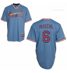 Mens Majestic St Louis Cardinals 6 Stan Musial Authentic Blue Cooperstown Throwback MLB Jersey