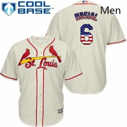 Mens Majestic St Louis Cardinals 6 Stan Musial Authentic Cream USA Flag Fashion MLB Jersey