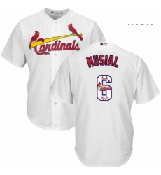 Mens Majestic St Louis Cardinals 6 Stan Musial Authentic White Team Logo Fashion Cool Base MLB Jersey