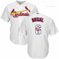 Mens Majestic St Louis Cardinals 6 Stan Musial Authentic White Team Logo Fashion Cool Base MLB Jersey