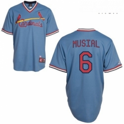 Mens Majestic St Louis Cardinals 6 Stan Musial Replica Blue Cooperstown Throwback MLB Jersey