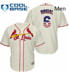 Mens Majestic St Louis Cardinals 6 Stan Musial Replica Cream USA Flag Fashion MLB Jersey