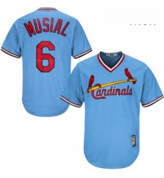 Mens Majestic St Louis Cardinals 6 Stan Musial Replica Light Blue Cooperstown MLB Jersey