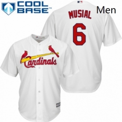 Mens Majestic St Louis Cardinals 6 Stan Musial Replica White Home Cool Base MLB Jersey
