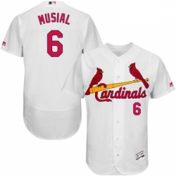 Mens Majestic St Louis Cardinals 6 Stan Musial White Home Flex Base Authentic Collection MLB Jersey