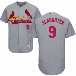 Mens Majestic St Louis Cardinals 9 Enos Slaughter Grey Road Flex Base Authentic Collection MLB Jersey