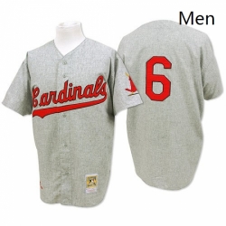 Mens Mitchell and Ness 1956 St Louis Cardinals 6 Stan Musial Replica Grey Throwback MLB Jersey