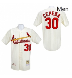 Mens Mitchell and Ness 1967 St Louis Cardinals 30 Orlando Cepeda Replica Cream Throwback MLB Jersey