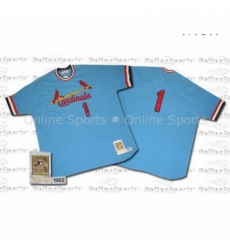 Mens Mitchell and Ness 1982 St Louis Cardinals 1 Ozzie Smith Authentic Blue Throwback MLB Jersey