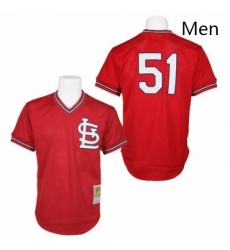 Mens Mitchell and Ness 1985 St Louis Cardinals 51 Willie McGee Authentic Red Throwback MLB Jersey