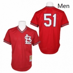 Mens Mitchell and Ness 1985 St Louis Cardinals 51 Willie McGee Authentic Red Throwback MLB Jersey