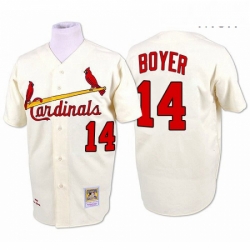 Mens Mitchell and Ness St Louis Cardinals 14 Ken Boyer Authentic Cream 1964 Throwback MLB Jersey