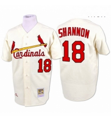 Mens Mitchell and Ness St Louis Cardinals 18 Mike Shannon Authentic Cream 1964 Throwback MLB Jersey