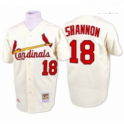 Mens Mitchell and Ness St Louis Cardinals 18 Mike Shannon Authentic Cream 1964 Throwback MLB Jersey