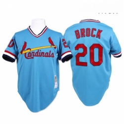 Mens Mitchell and Ness St Louis Cardinals 20 Lou Brock Replica Blue Throwback MLB Jersey