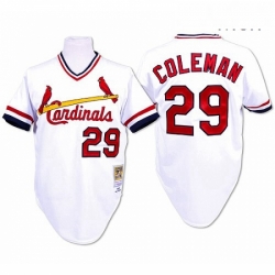 Mens Mitchell and Ness St Louis Cardinals 29 Vince Coleman Authentic White Throwback MLB Jersey