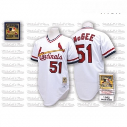 Mens Mitchell and Ness St Louis Cardinals 51 Willie McGee Authentic White Throwback MLB Jersey