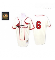 Mens Mitchell and Ness St Louis Cardinals 6 Stan Musial Authentic Cream Throwback MLB Jersey